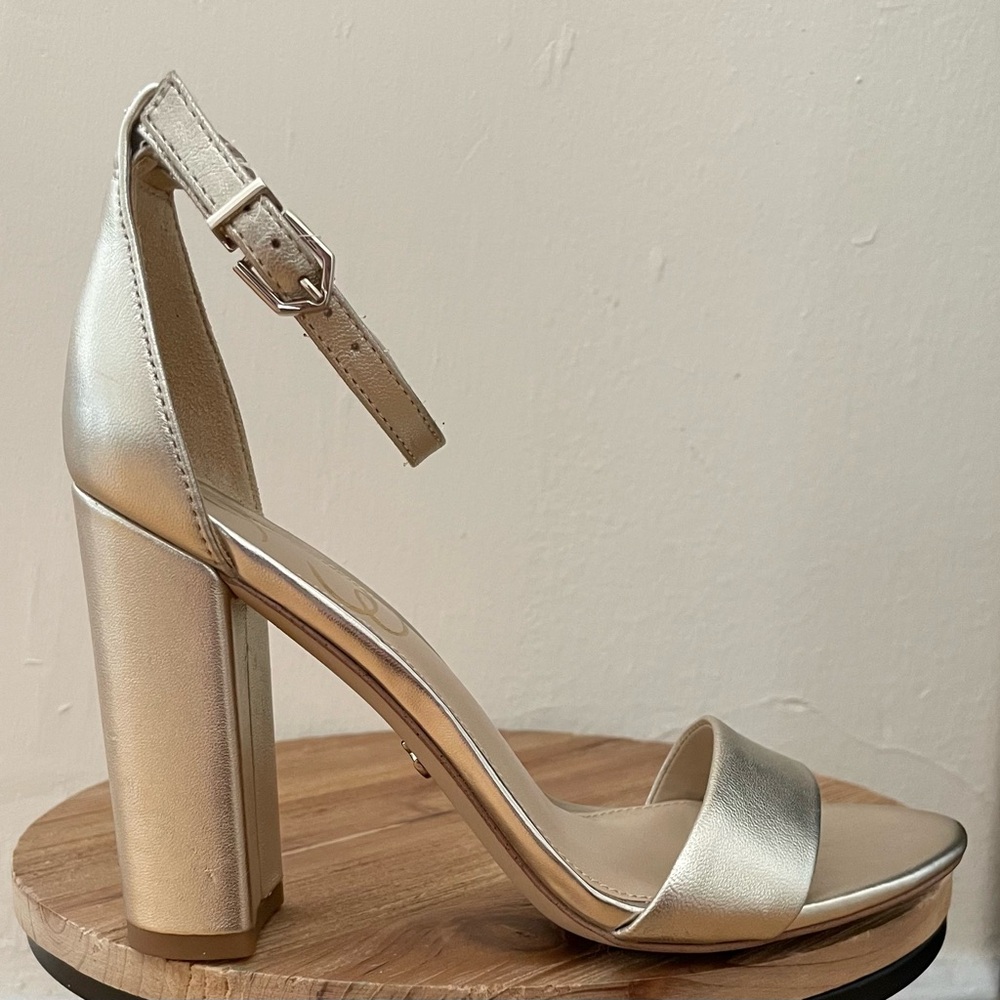 Sam Edelman Yaro Gold Block Heel Sandals